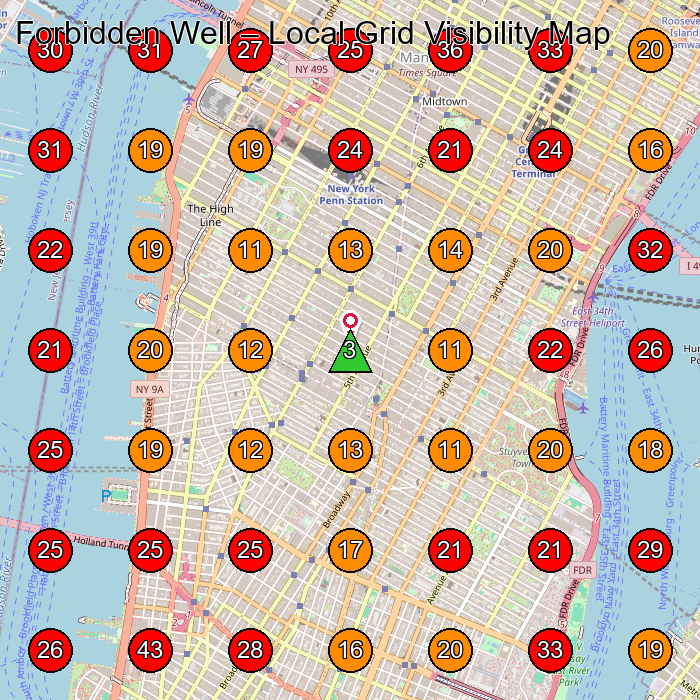 Forbidden Well GeoGrid visibility map for Spa And Health Club in New York
